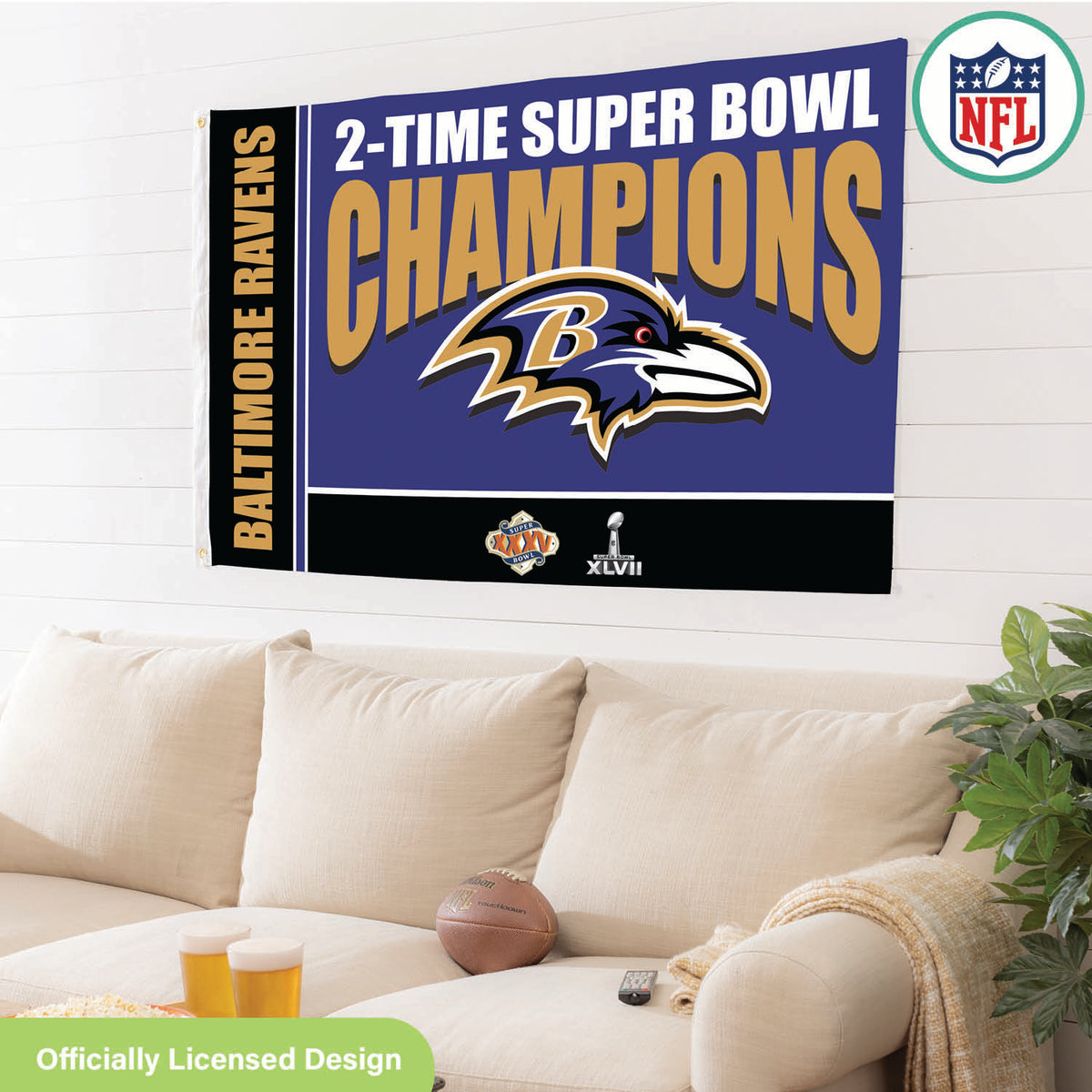Baltimore Ravens 3X Superbowl Champions Football 3x5 Flag – Team Sports ...