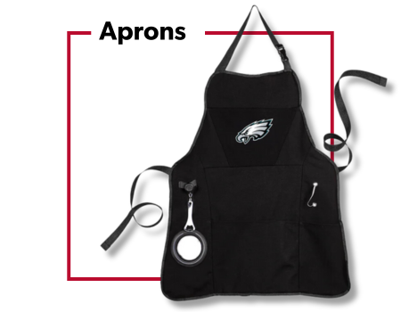Shop Aprons - officially-licensed logo embroidered cooking aprons for sports fans