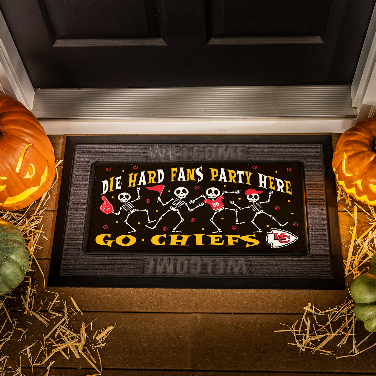 Kansas City Chiefs Flocked Coir Halloween Sassafras Switch Mat, 22