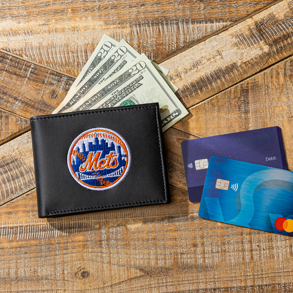 New York Mets Black Bi-Fold Embroidered Wallet – Team Sports America