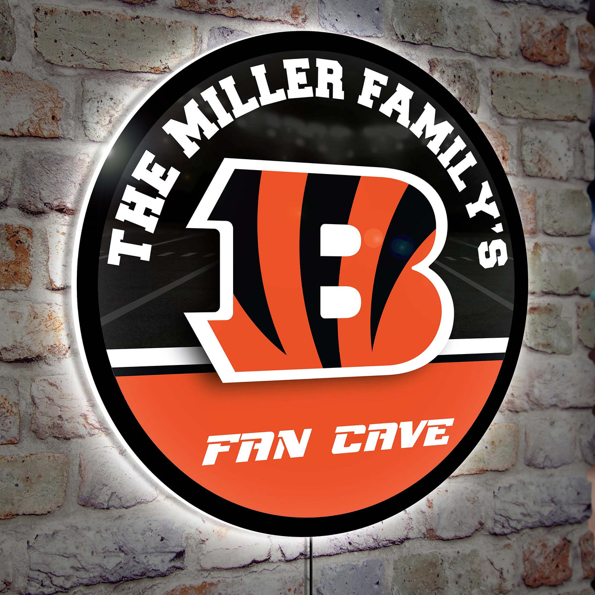 Bengals Sign Cincinnati Bengals NFL Football Large Round Edgelite LED Decor, Person ...