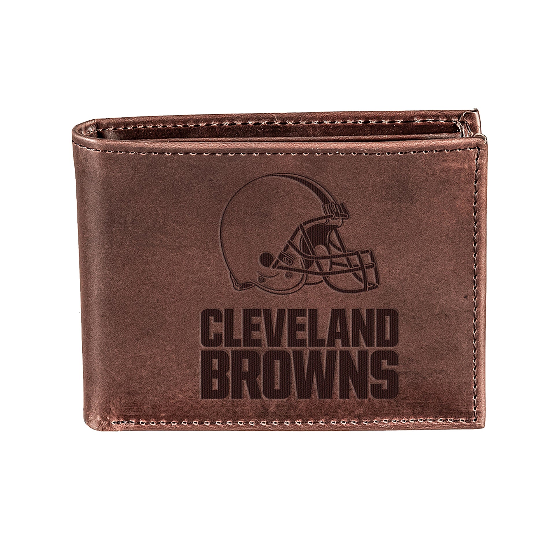 Cleveland Browns Bi Fold Wallet Brown CH 100% Genuine Leather