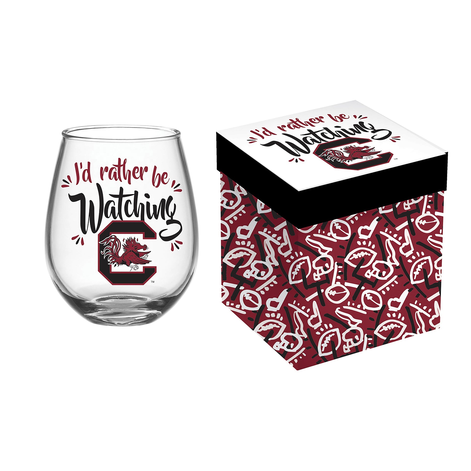 University South Carolina Boxed Stemless Glass