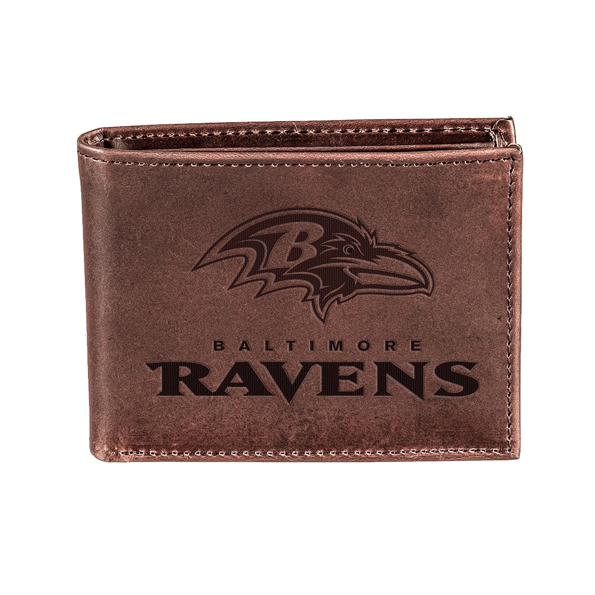 Baltimore Ravens Bi Fold Wallet Brown CH 100% Genuine Leather