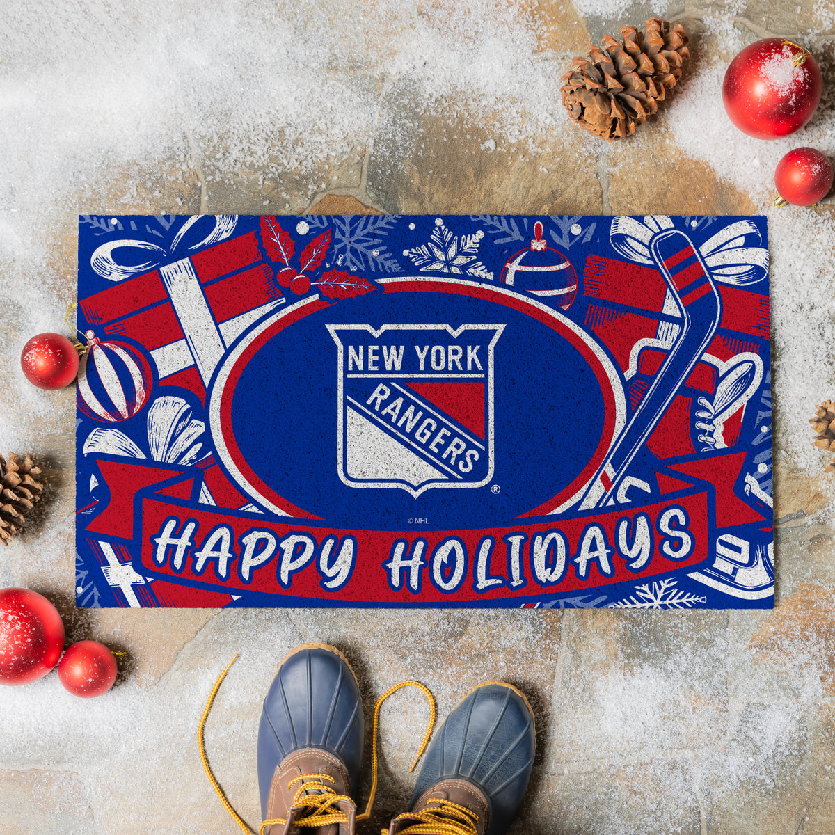 New York Rangers Holiday PVC Mat, 28