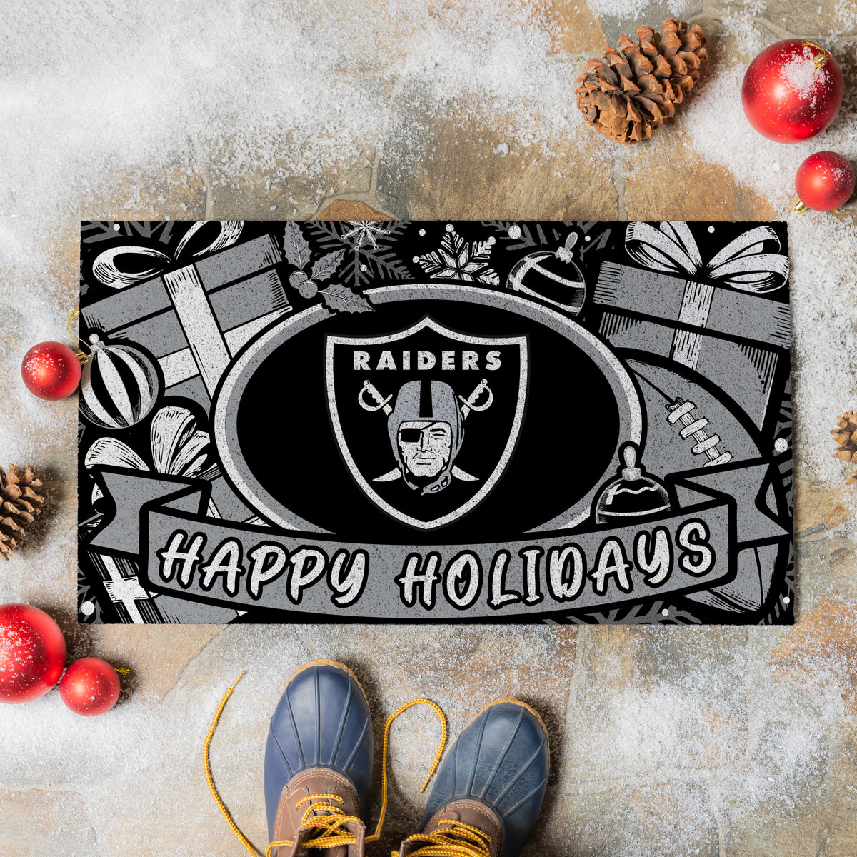 LAS VEGAS RAIDERS Holiday PVC Mat, 28