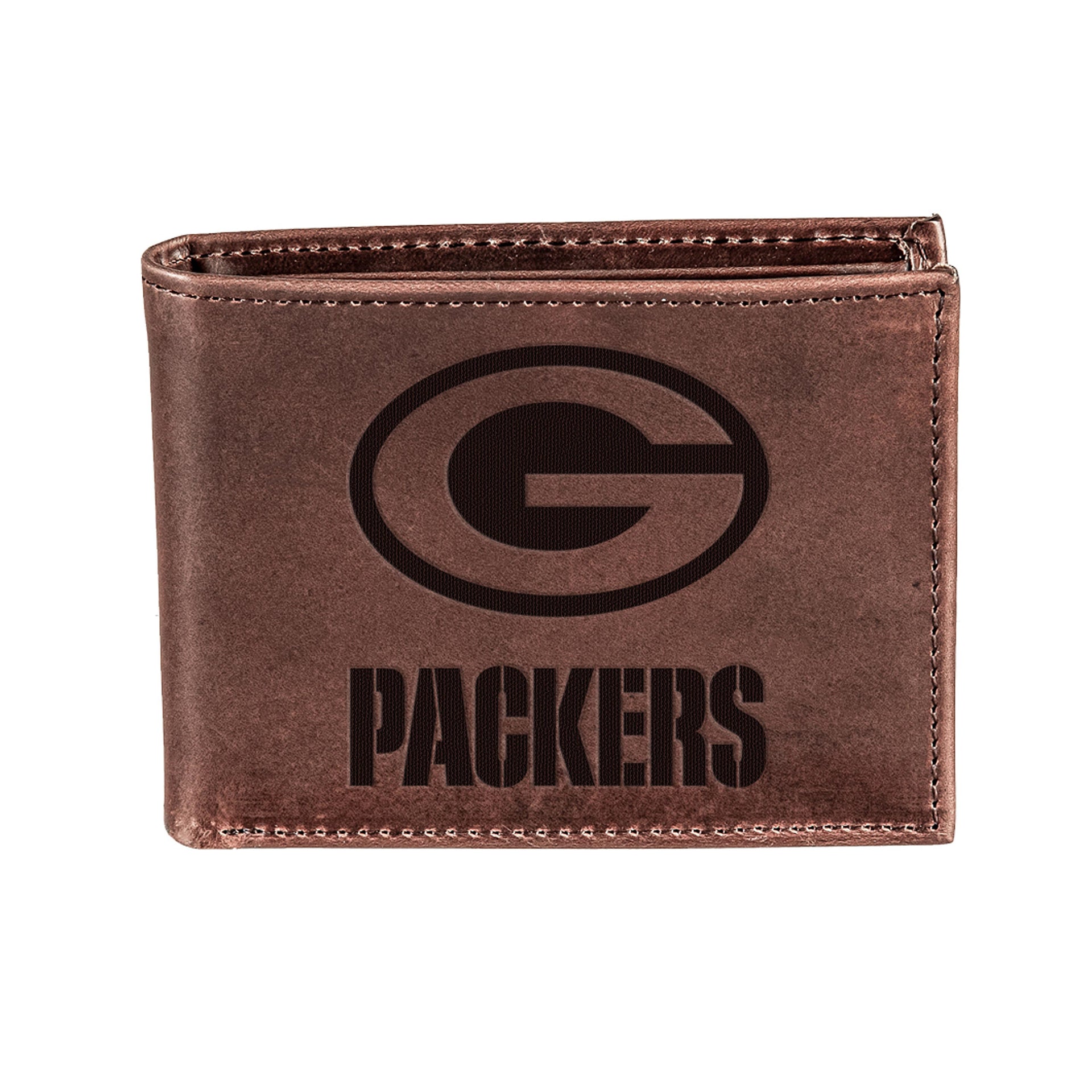 Bay Packers Bi Fold Wallet Brown CH 100% Genuine Leather