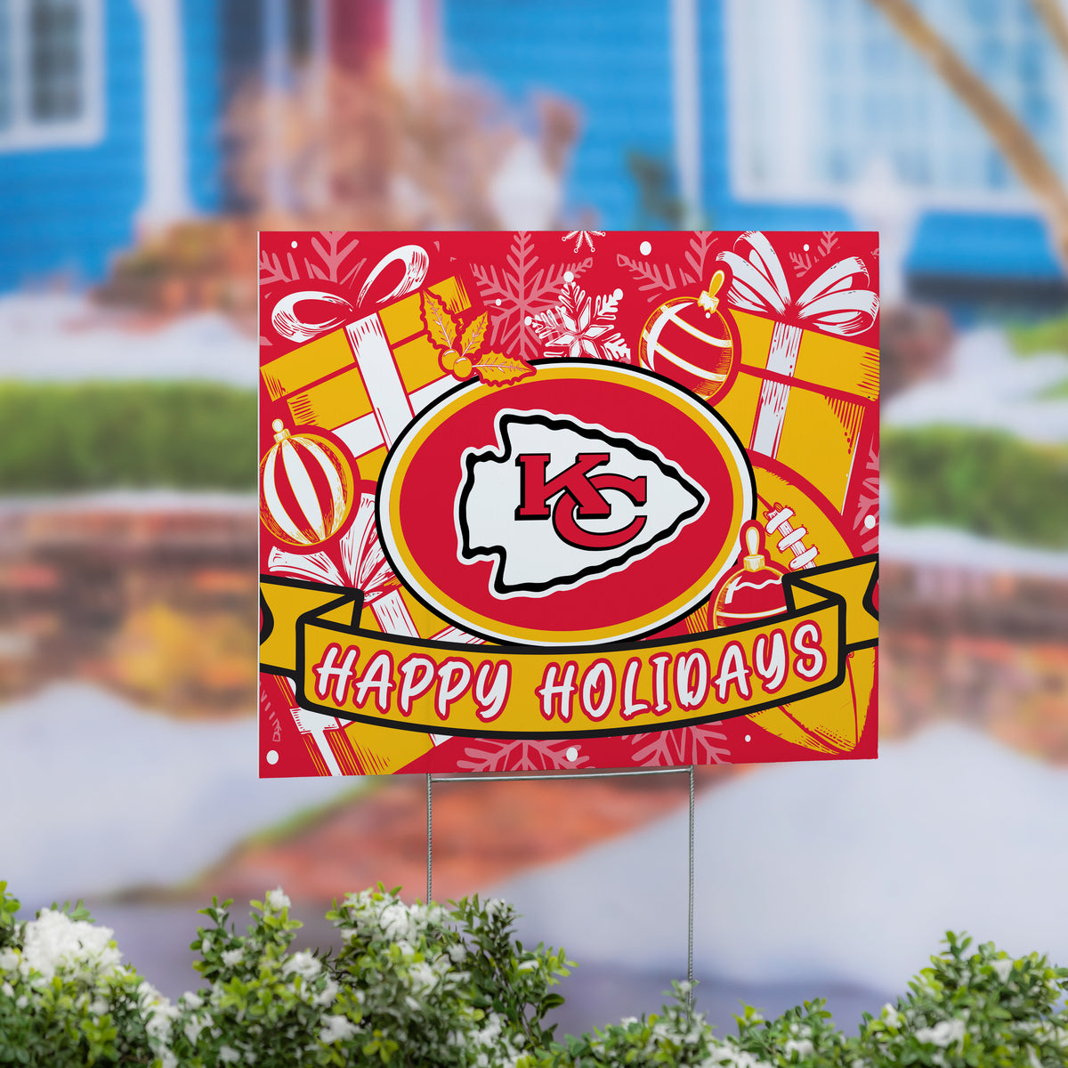 Kansas City Chiefs Yard Sign, Holiday – Team Sports America
