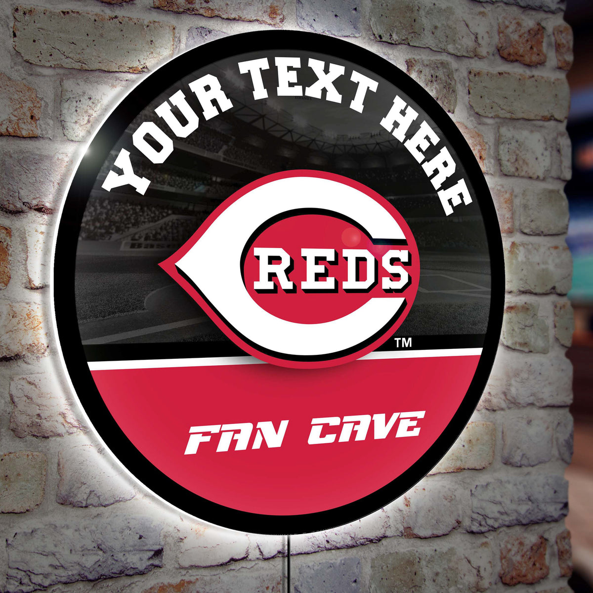Cincinnati Reds MLB Baseball Large Round Edgelite LED Decor, Personali ...