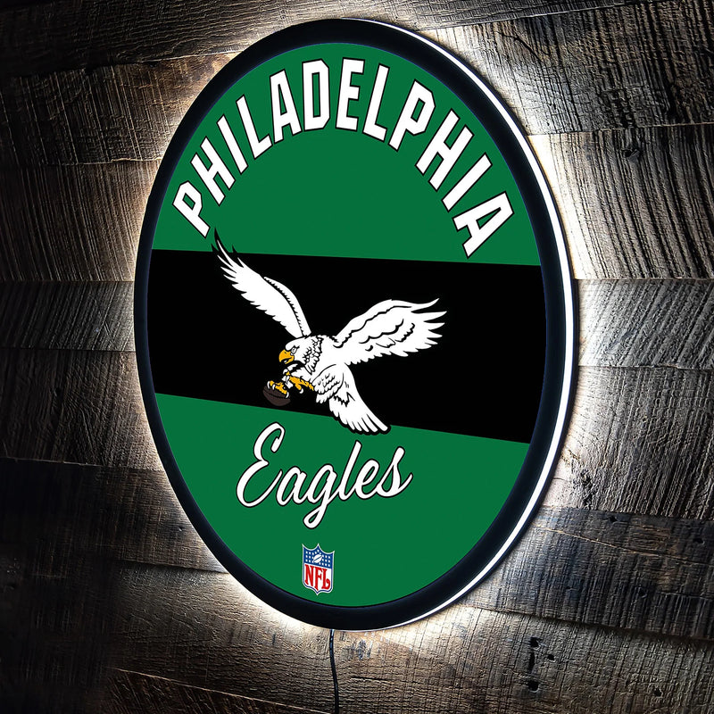 Philadelphia Eagles logo on a wooden background